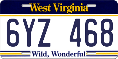 WV license plate 6YZ468