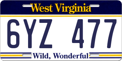 WV license plate 6YZ477