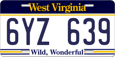 WV license plate 6YZ639