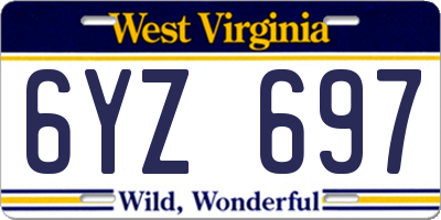 WV license plate 6YZ697