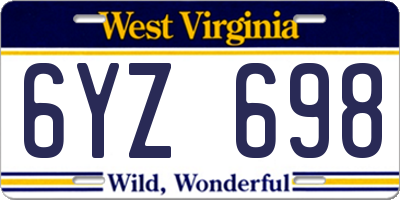 WV license plate 6YZ698