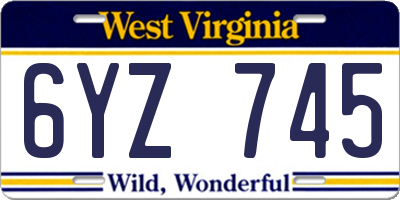 WV license plate 6YZ745