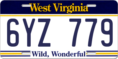 WV license plate 6YZ779