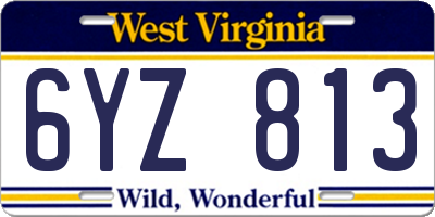 WV license plate 6YZ813