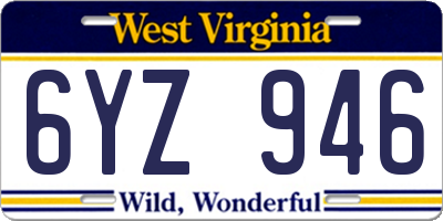 WV license plate 6YZ946
