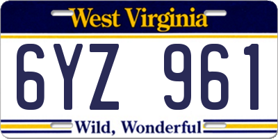 WV license plate 6YZ961