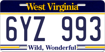 WV license plate 6YZ993