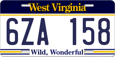 WV license plate 6ZA158