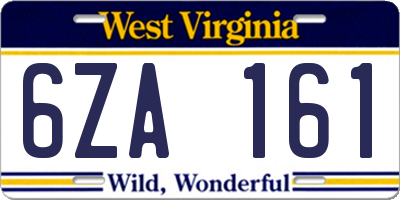 WV license plate 6ZA161