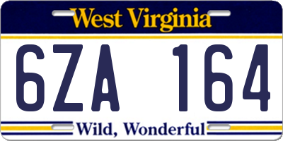 WV license plate 6ZA164
