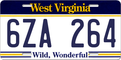 WV license plate 6ZA264