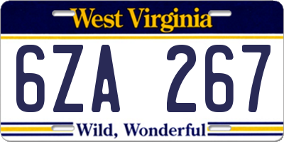WV license plate 6ZA267