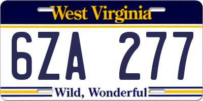 WV license plate 6ZA277