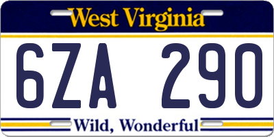 WV license plate 6ZA290