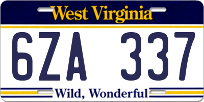 WV license plate 6ZA337