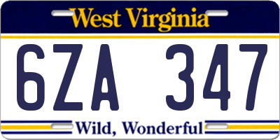 WV license plate 6ZA347