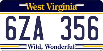 WV license plate 6ZA356
