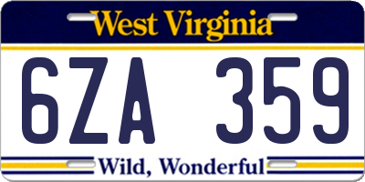 WV license plate 6ZA359