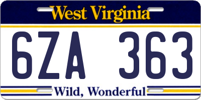 WV license plate 6ZA363