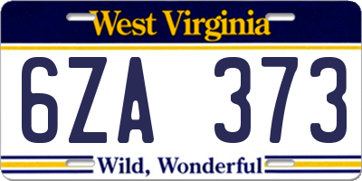 WV license plate 6ZA373