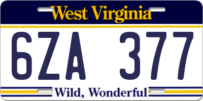 WV license plate 6ZA377