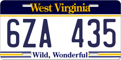 WV license plate 6ZA435