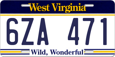 WV license plate 6ZA471