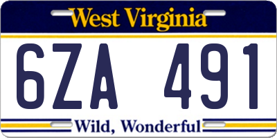 WV license plate 6ZA491