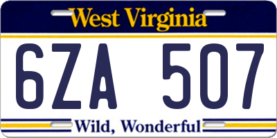 WV license plate 6ZA507