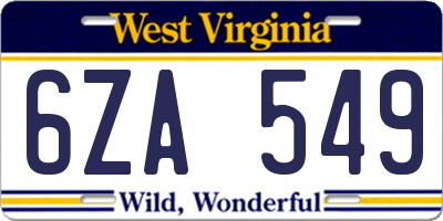 WV license plate 6ZA549