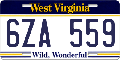WV license plate 6ZA559