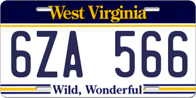 WV license plate 6ZA566