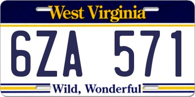 WV license plate 6ZA571