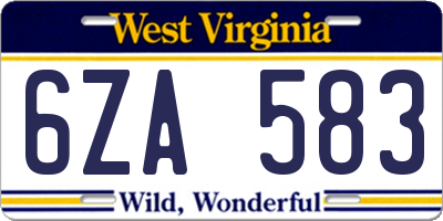 WV license plate 6ZA583