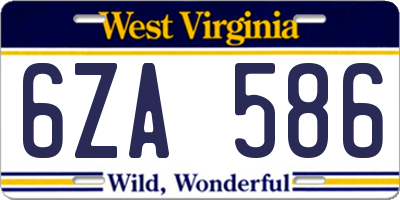 WV license plate 6ZA586