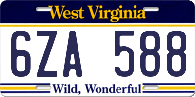 WV license plate 6ZA588