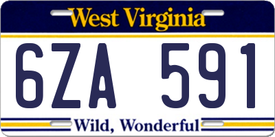 WV license plate 6ZA591