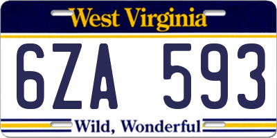 WV license plate 6ZA593