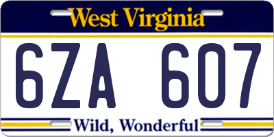 WV license plate 6ZA607