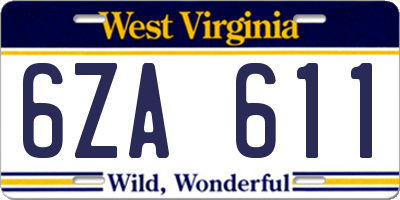 WV license plate 6ZA611