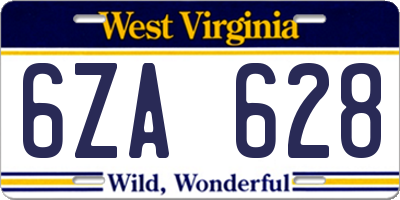 WV license plate 6ZA628
