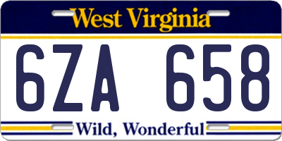 WV license plate 6ZA658