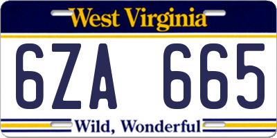 WV license plate 6ZA665
