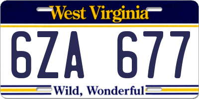 WV license plate 6ZA677
