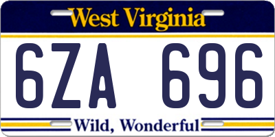 WV license plate 6ZA696