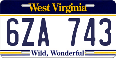 WV license plate 6ZA743