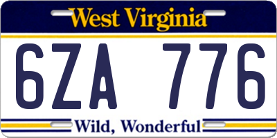 WV license plate 6ZA776