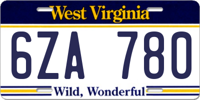 WV license plate 6ZA780