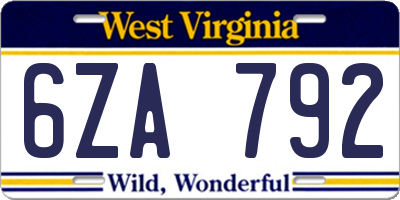 WV license plate 6ZA792