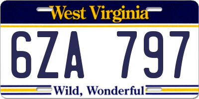 WV license plate 6ZA797
